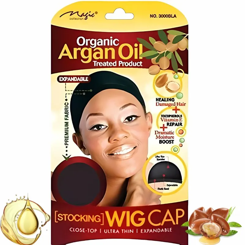 Magic Organic Argan Oil Stocking 2pcs Wig Cap # 3000BLA