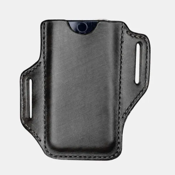 Men Genuine Leather Solid 6.3 Inch Phone Holder Waist Bag Belt