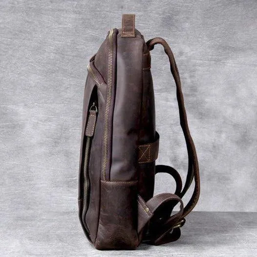 Mens Leather Backpack Vintage for Laptop