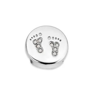 Mesh charm baby feet silver