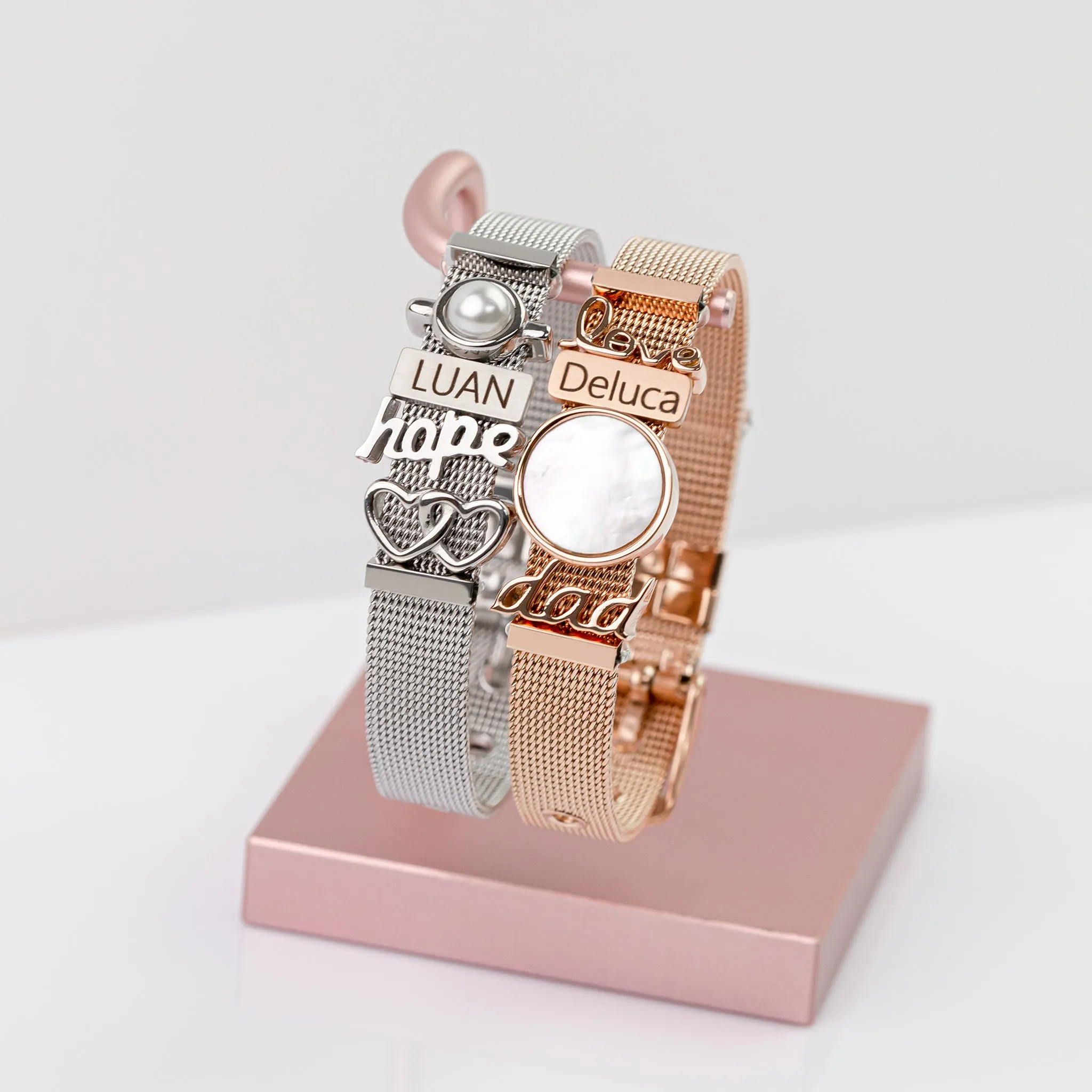 Mesh charm seashell rosé gold