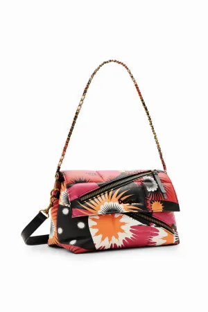 Midsize geometric patchwork crossbody bag