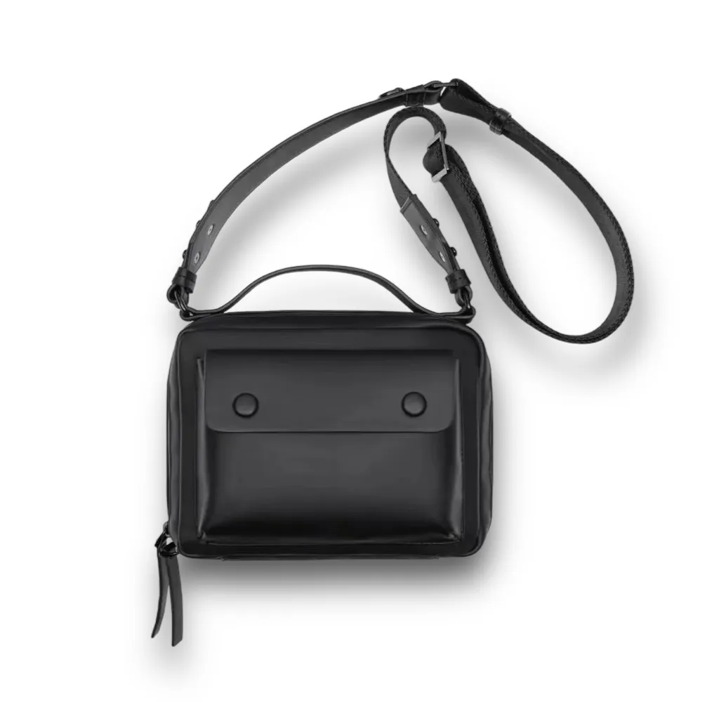 Mini luggage crossbody bag with wide shoulder straps