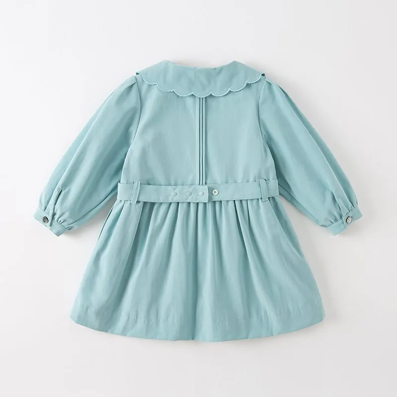 Mini Purse Belted Girl Blue Outdoor Windbreaker Trench Coat