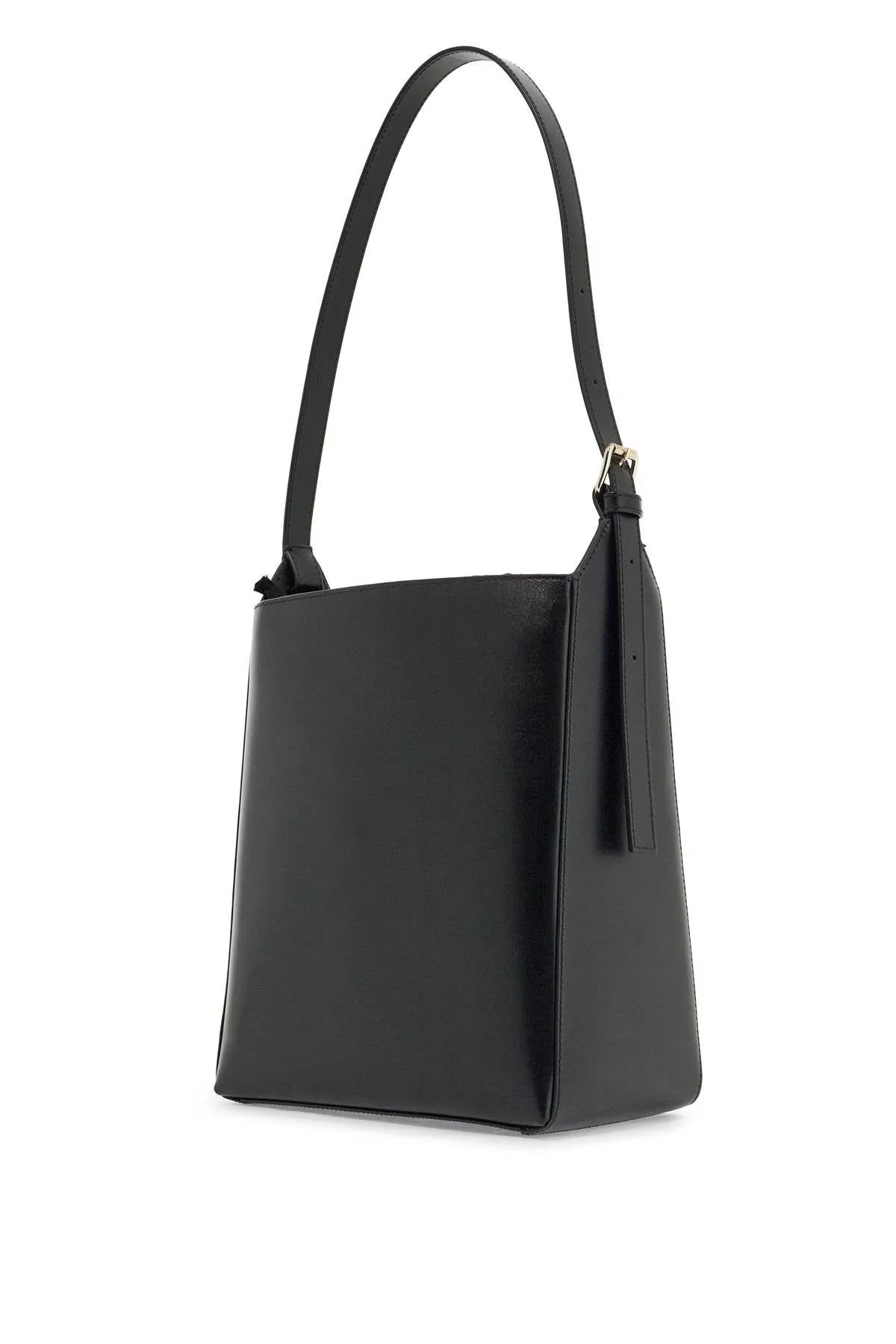 MINIMALIST BLACK LEATHER CROSSBODY BAG WITH ADJUSTABLE STRAP