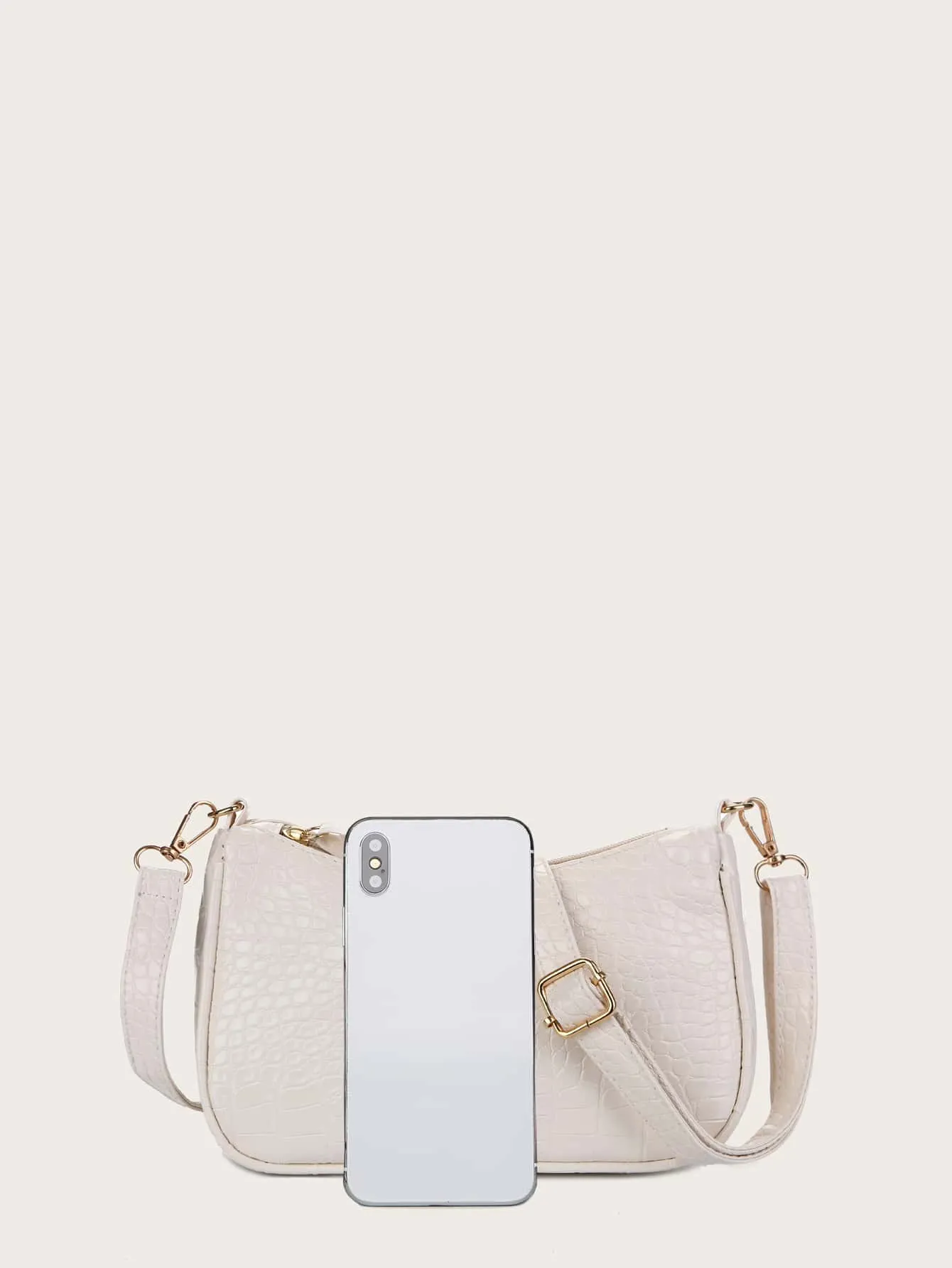 Minimalist Croc Embossed Crossbody Bag