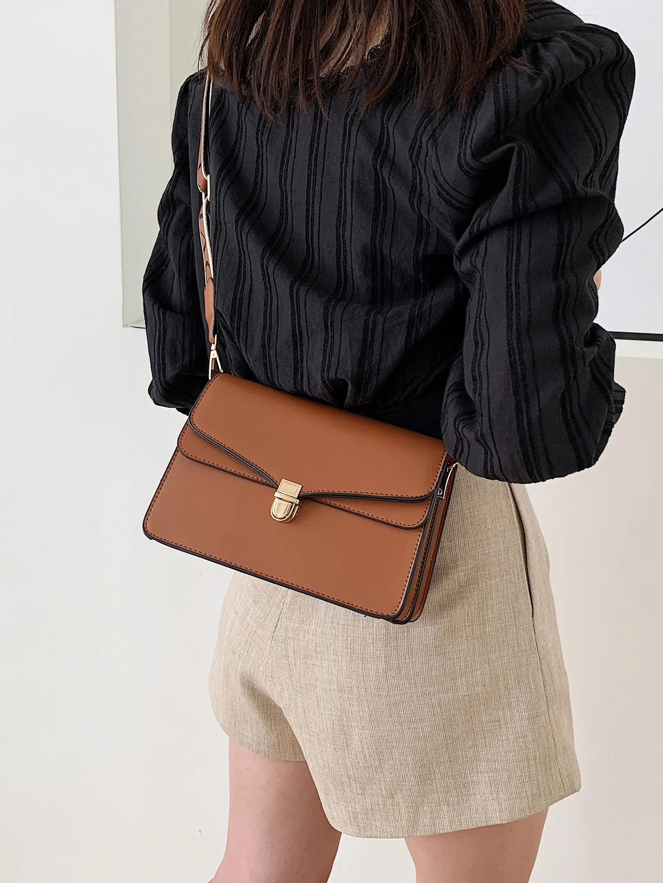 Minimalist Push Lock Crossbody Bag