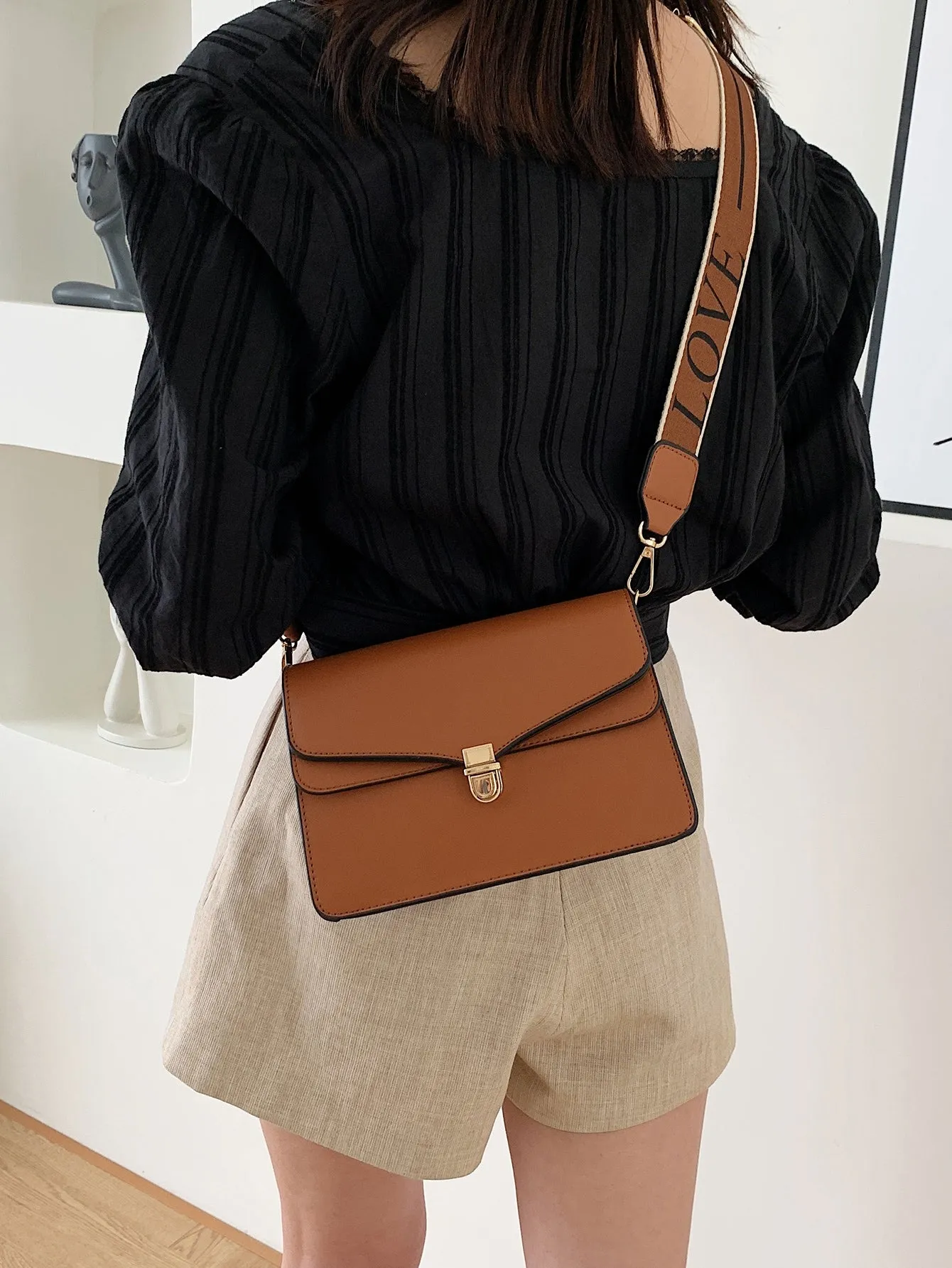 Minimalist Push Lock Crossbody Bag