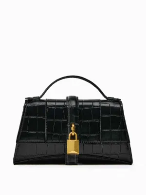 Mock croc black city bag