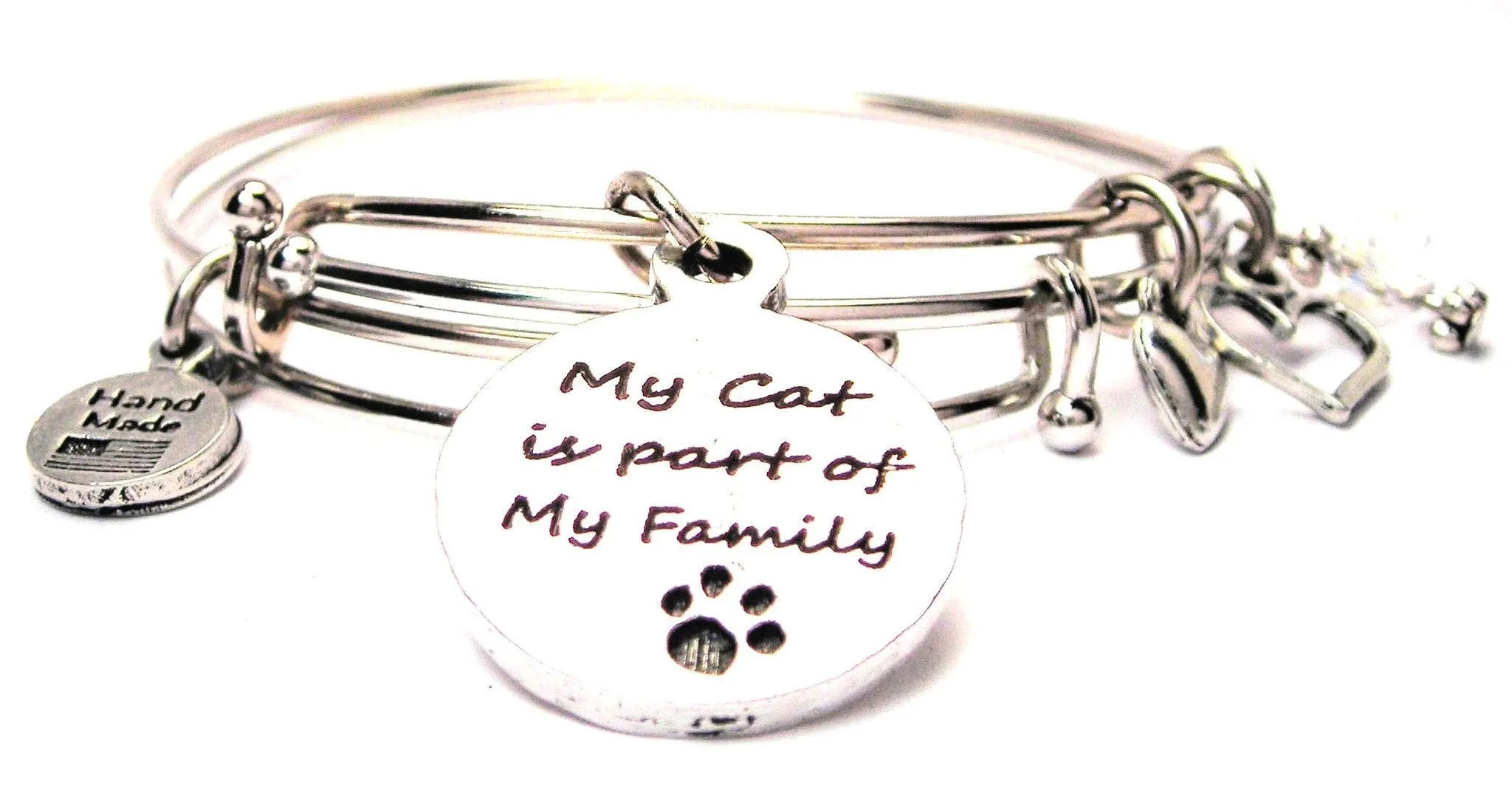 My Cat Is Part Of My Family Expandable Bangle Bracelet Set