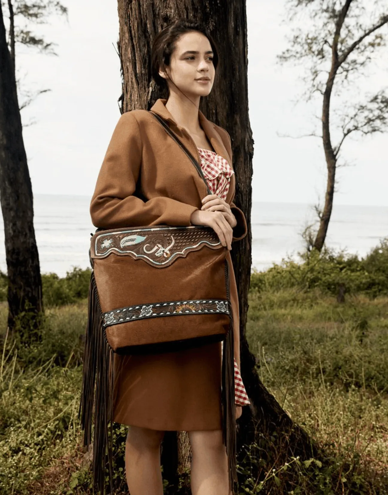 Myra Russet Statement Hand-Tooled Purse Shoulder Bag S-4705