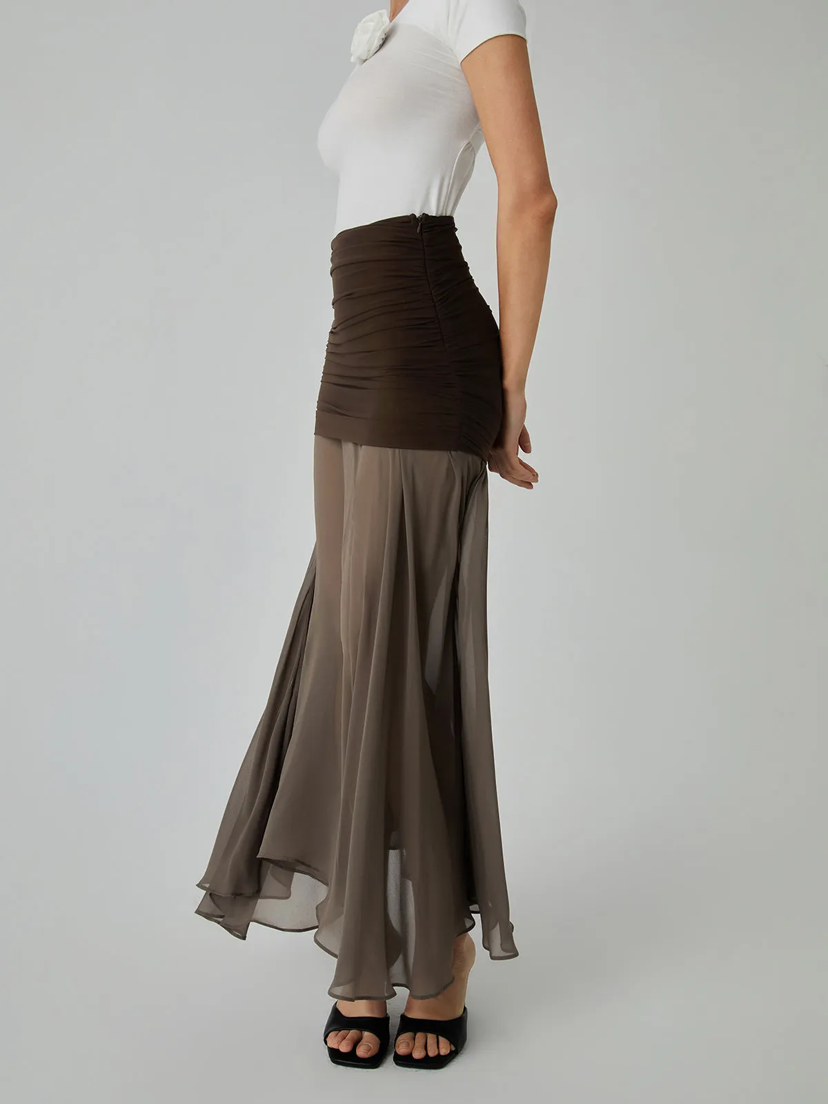 Net Chiffon Graceful Patchwork Maxi Skirt