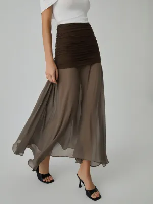 Net Chiffon Graceful Patchwork Maxi Skirt