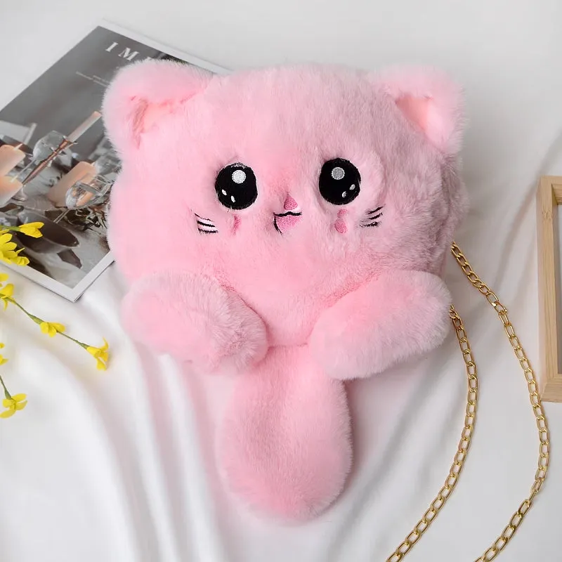 New Shoulder Cute Plush Cats Funny Versatile Cross-Body Bags