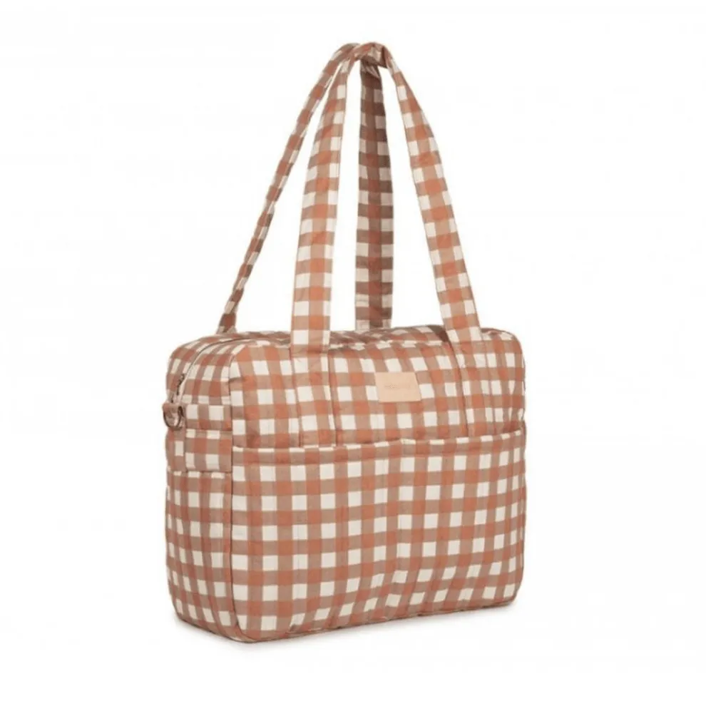 Nobodinoz Hyde Park Waterproof Changing Bag (Terracotta Check)