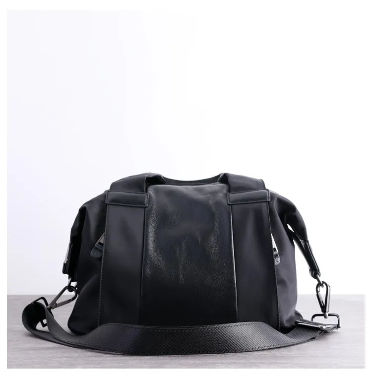 Nylon Shoulder Bag Black Leather Handbag Nylon Crossbody Bag Crossbody Nylon Bag