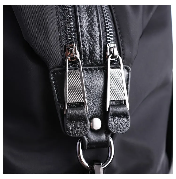 Nylon Shoulder Bag Black Leather Handbag Nylon Crossbody Bag Crossbody Nylon Bag