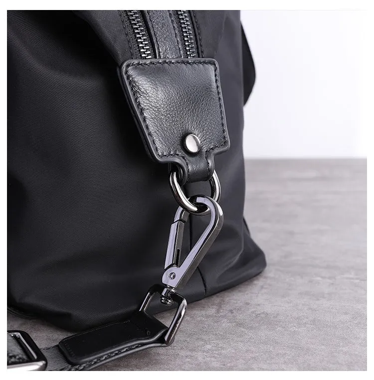 Nylon Shoulder Bag Black Leather Handbag Nylon Crossbody Bag Crossbody Nylon Bag