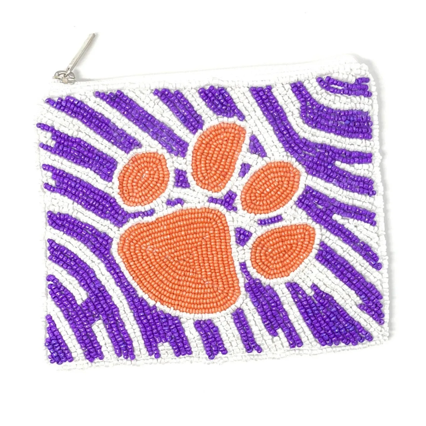 Orange Paw Beaded Coin Purse