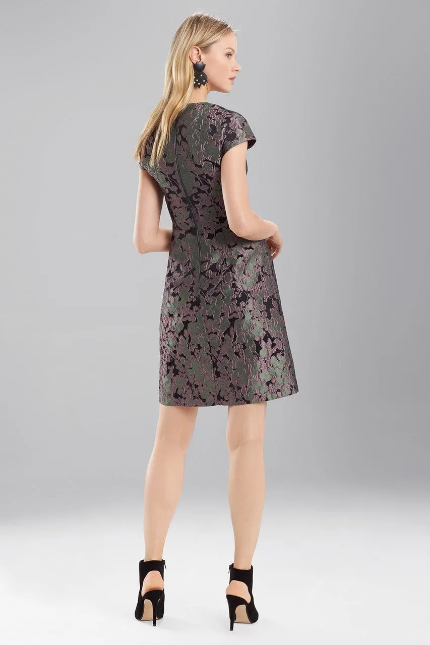 Ornamental Jacquard V-Neck Dress