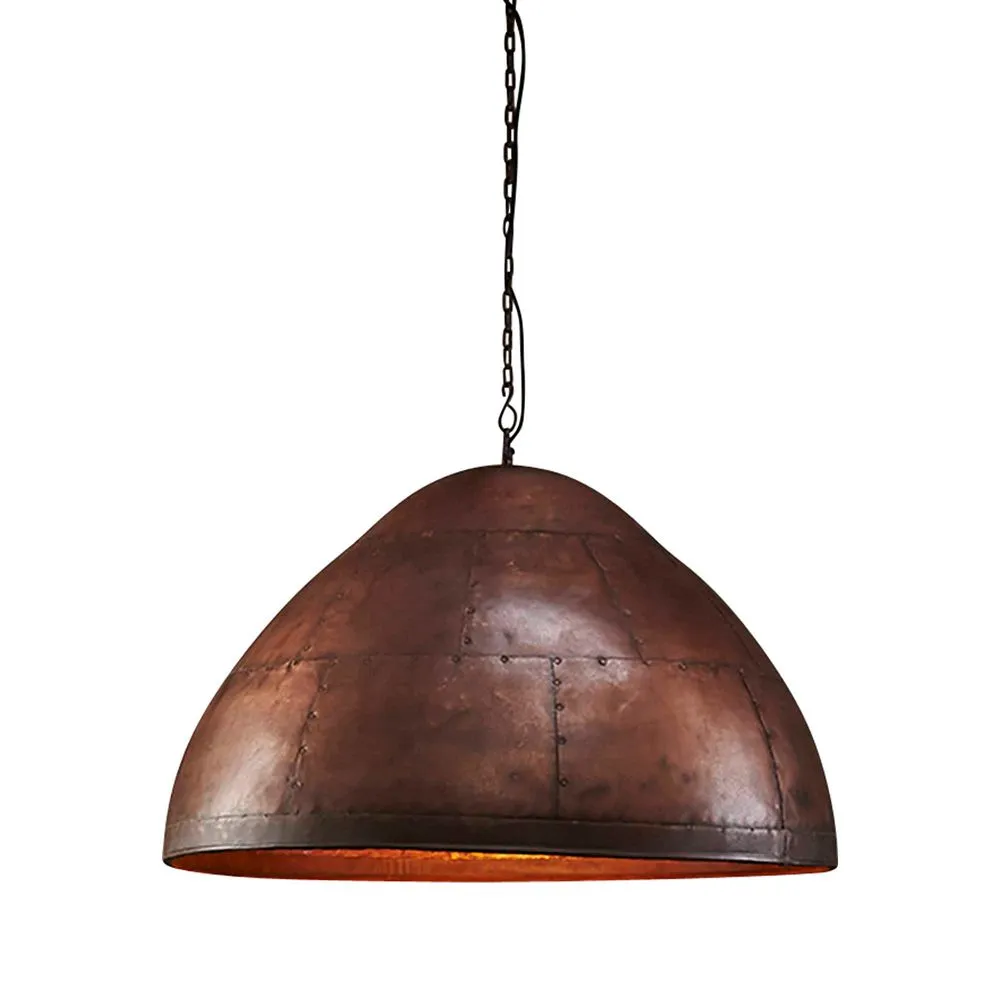 P51 Medium - Antique Copper - Iron Riveted Dome Pendant Light