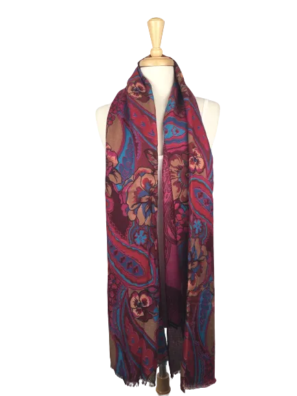 PA11 - Scarf with Ornamental Paisley Half Print