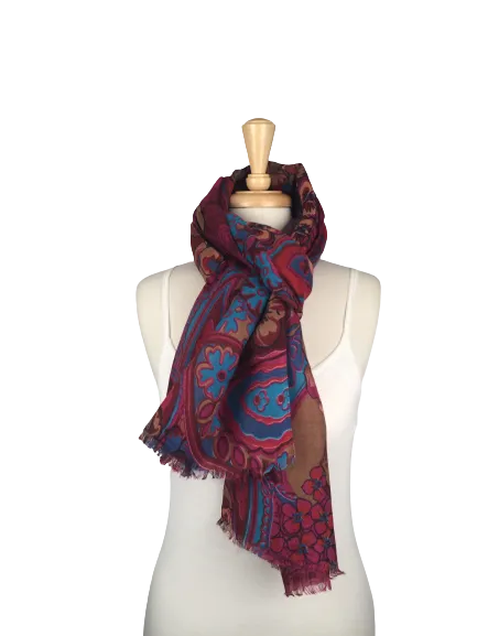 PA11 - Scarf with Ornamental Paisley Half Print