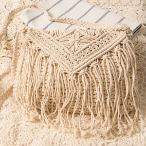 Paziye Handmade Tassel Crossbody Bag Cotton Thread Woven Bag