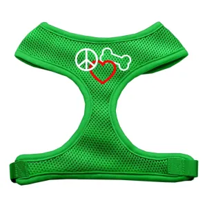 Peace, Love, Bone Design Soft Mesh Harnesses Emerald Green Small