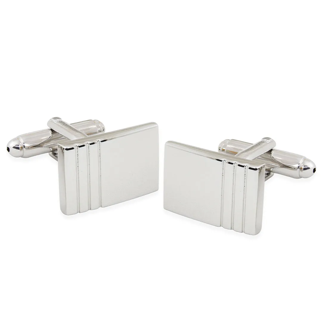 Peluche Striking Crystal Silver Cufflink & Tie Pin Set