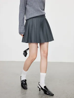 Pleated Solid Graceful Mini Skirt