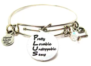 PLUS Pretty Lovable Unstoppable Sexy Expandable Bangle Bracelet Set