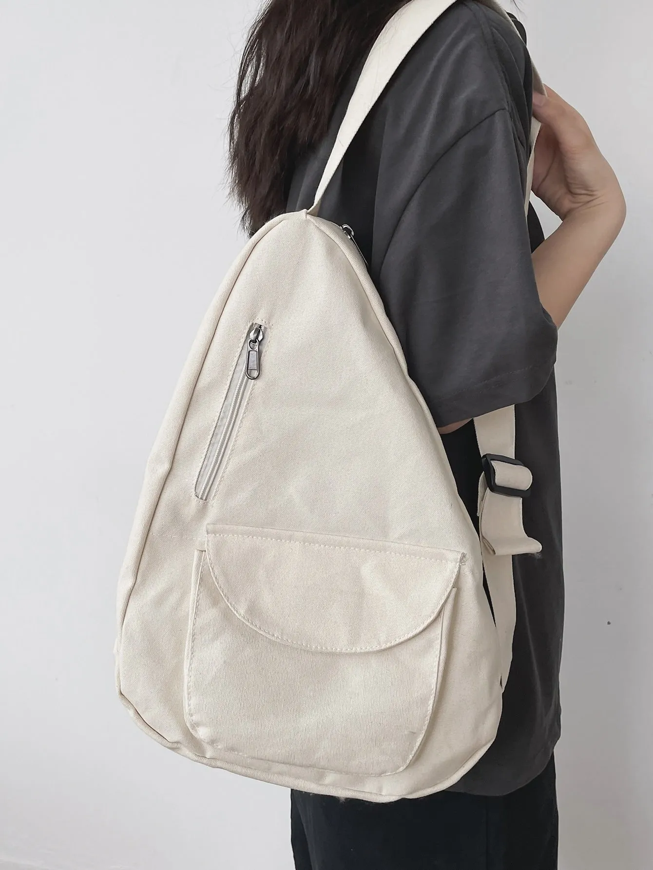 Pocket Front Canvas Crossbody Bag