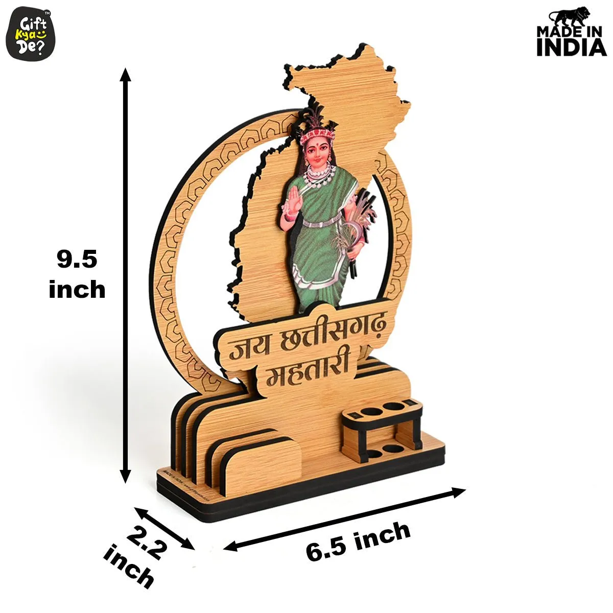 Political Pen Stand and Card Holder | Chhattisgarh Mahtari | Chhattisgarh Map Mementos