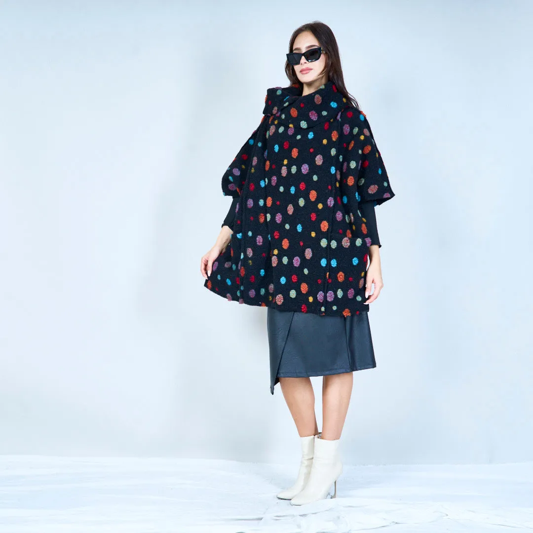 Polka dot hooded knit cape wholesale