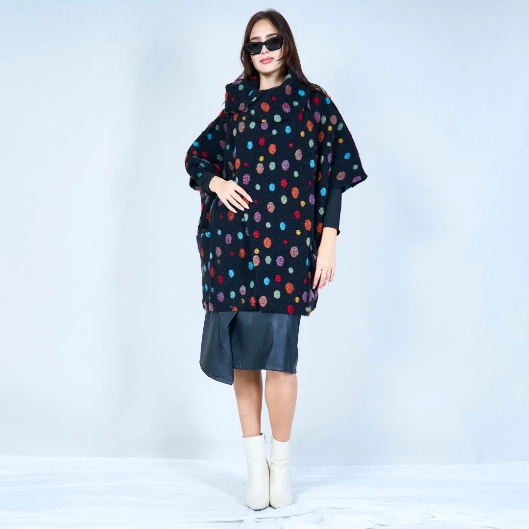 Polka dot hooded knit cape wholesale