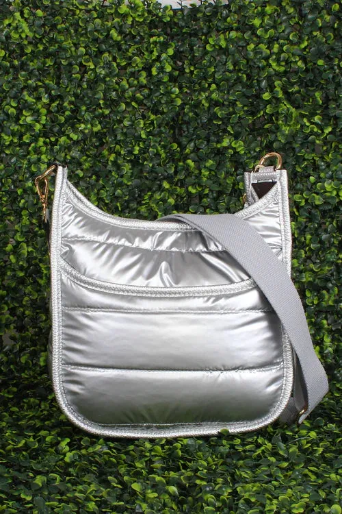 Puffer Quilted Crossbody Bag/Silver