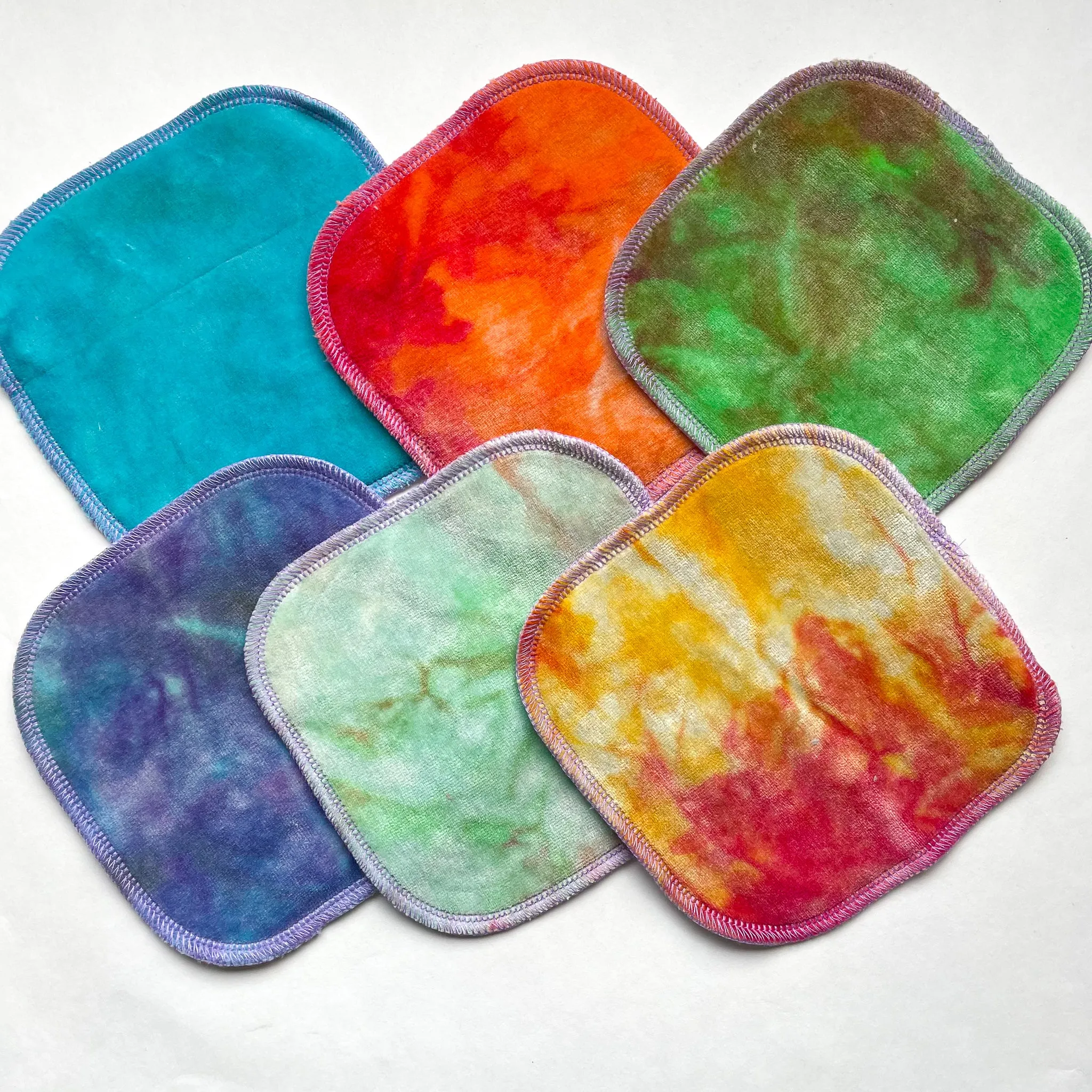 Rainbow Crayons | 6-pack Reusable Cloth Wipes | Organic Cotton/Bamboo Blend