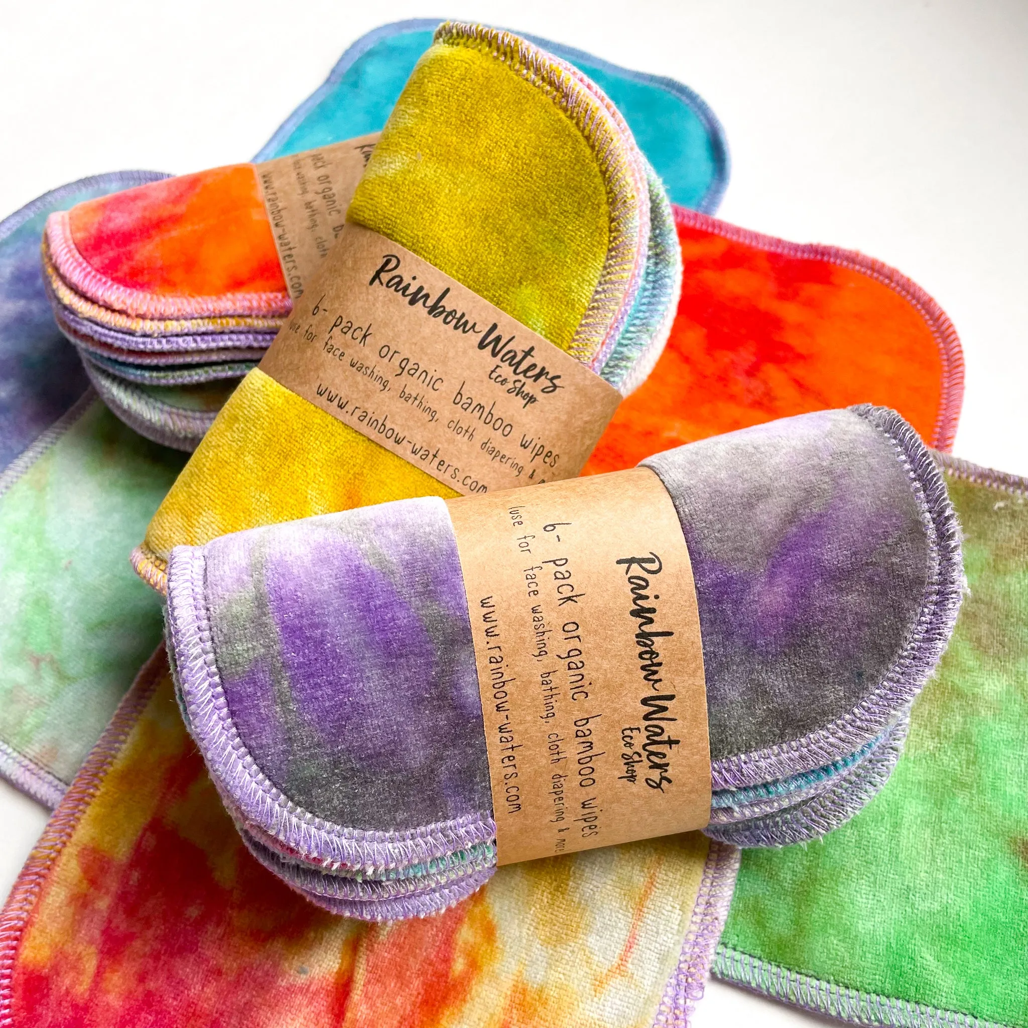 Rainbow Crayons | 6-pack Reusable Cloth Wipes | Organic Cotton/Bamboo Blend