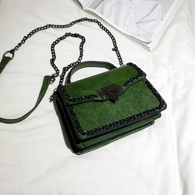 Retro Fashion Female Square Leather Bag