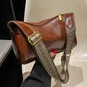 Retro Wide Strap Crossbody Bag