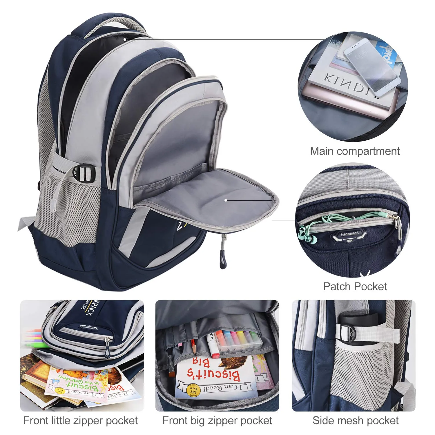 Rolling Backpack, Fanspack Rolling Backpack for Boys Roller Backpack Wheeled Backpack for Kids School Bags Primary School Backpack