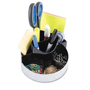 Rotating Desk Organizer, 6" diameter x 4 1/2"h, Black w/ Silver