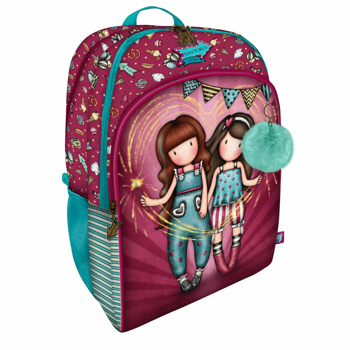 School Bag Gorjuss Fireworks Maroon 34.5 x 43.5 x 22 cm