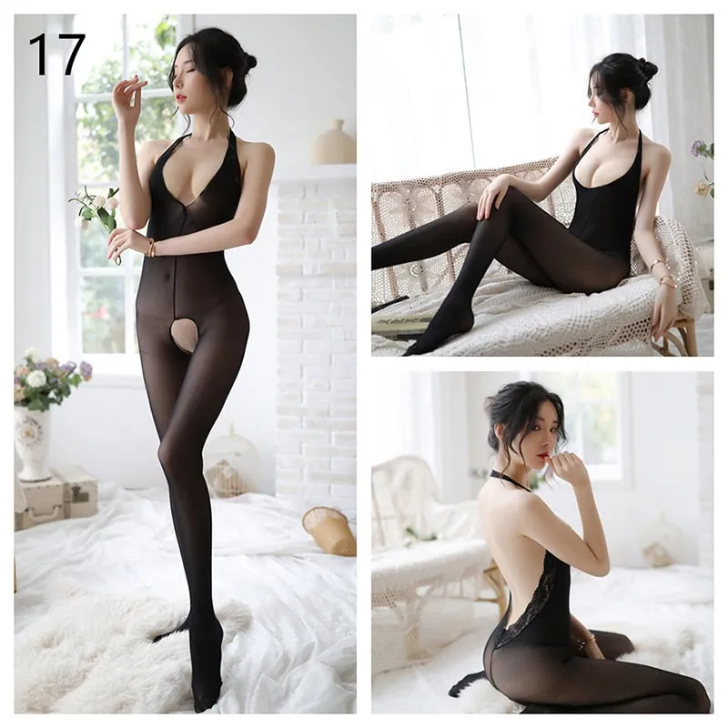 Sexy Lingerie Mesh Bodysuits Pornographic Movies Xxx Fishnet Crotchless Catsuit Babydoll Stockings Uniform Teddies Underwear Set