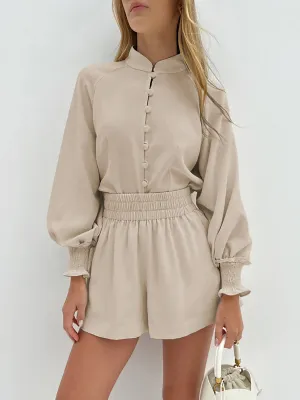 Shirred Button Graceful Short Set