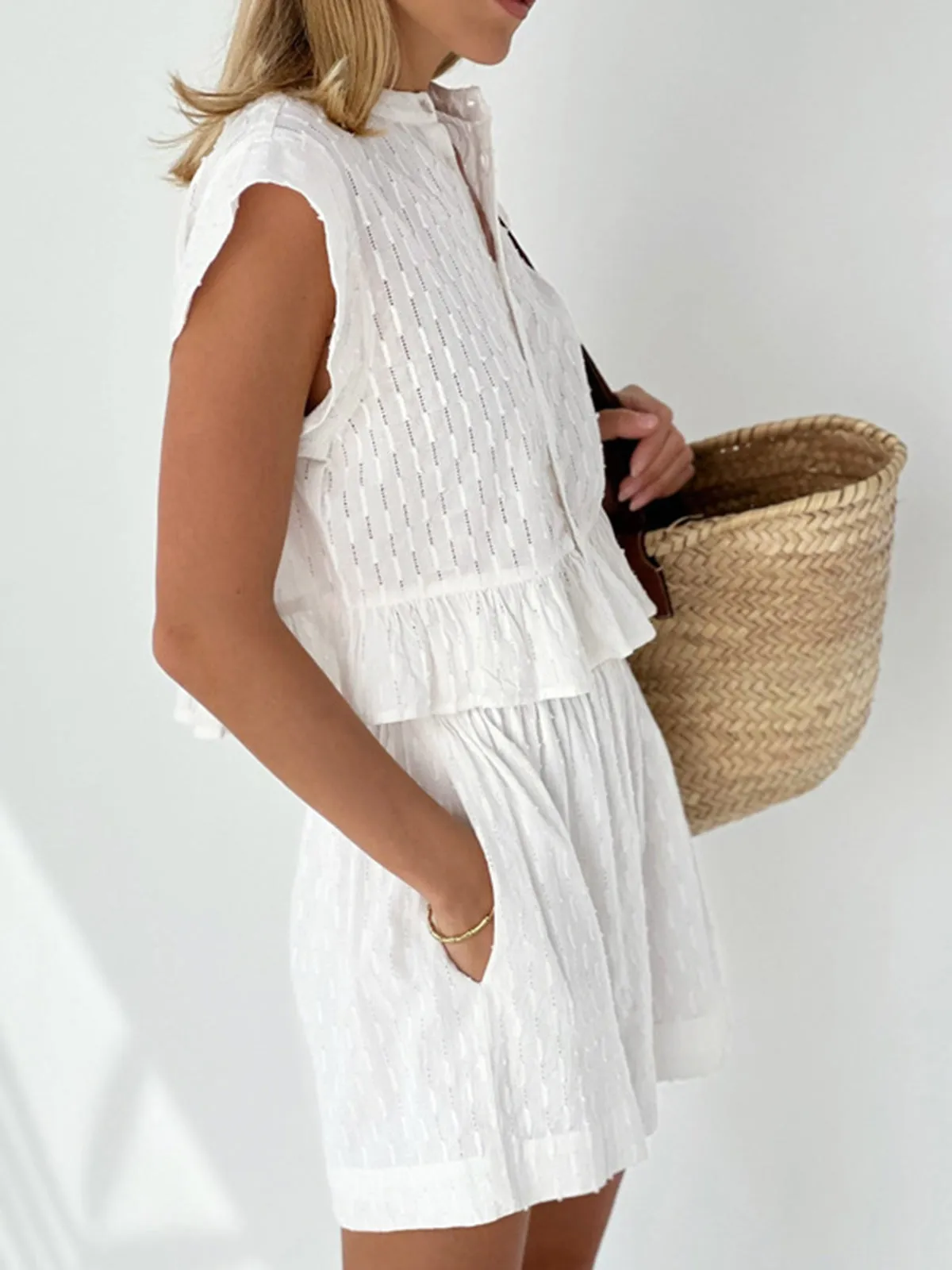 Short Sleeve Graceful Cotton Shorts Set