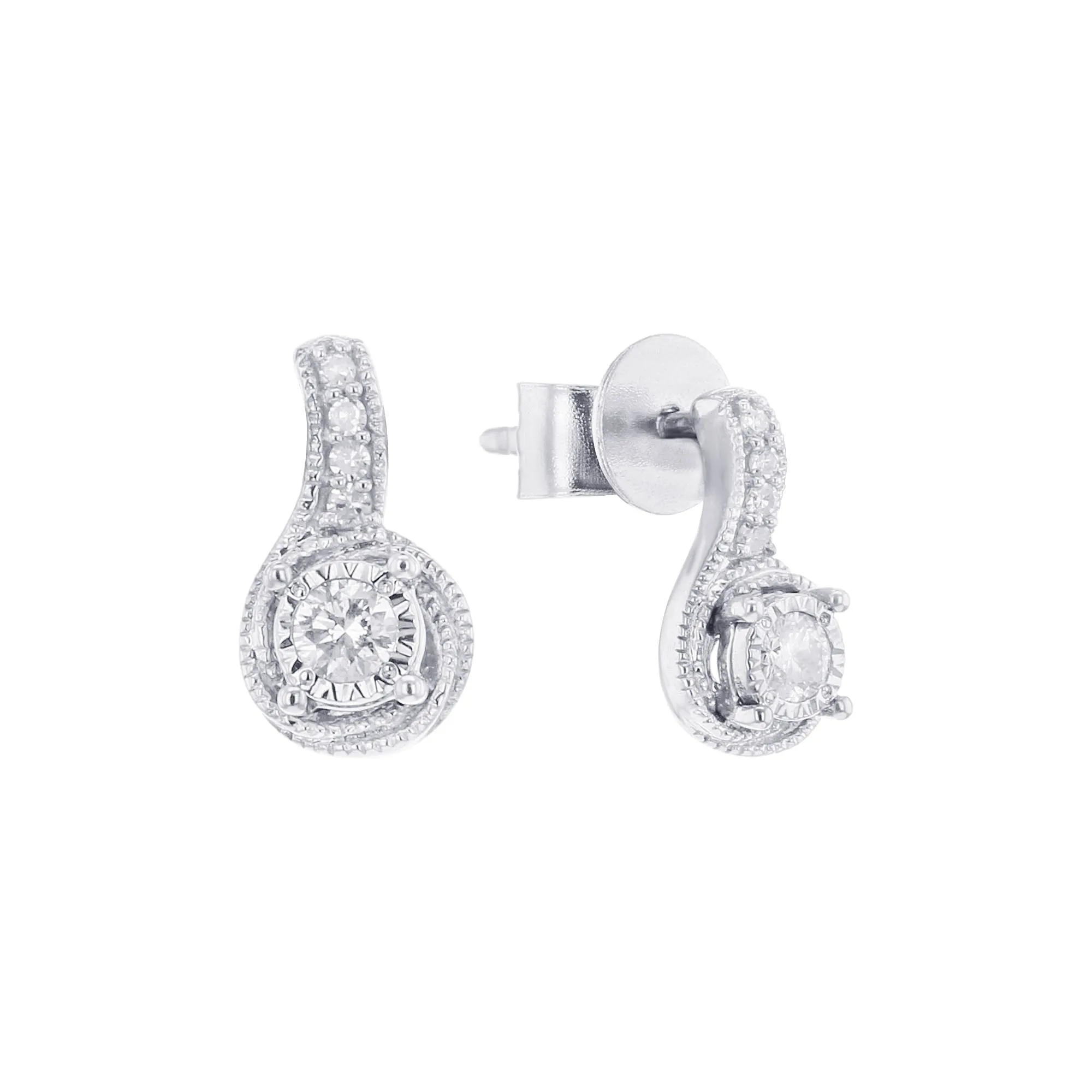 Silver Mirage Whirlwind Diamond Earrings