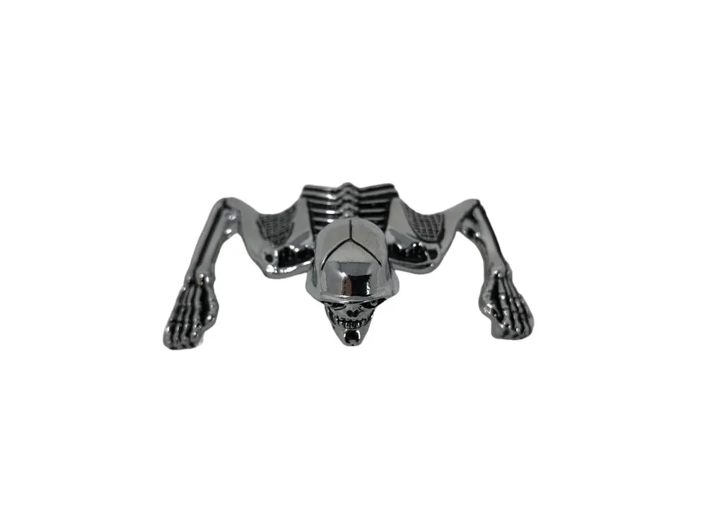 Skeleton Skull Chrome Statue Fender/Visor Ornament - S - Highway Hawk H66-070