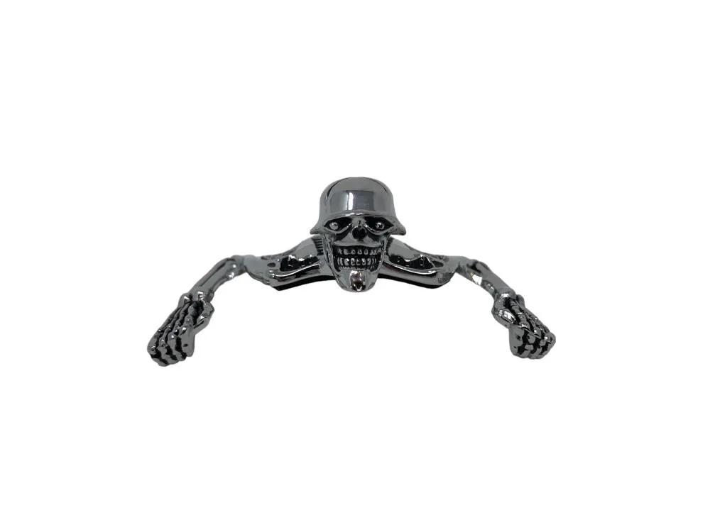 Skeleton Skull Chrome Statue Fender/Visor Ornament - S - Highway Hawk H66-070